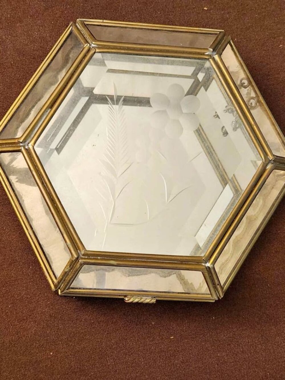 Vintage glass footed trinket box